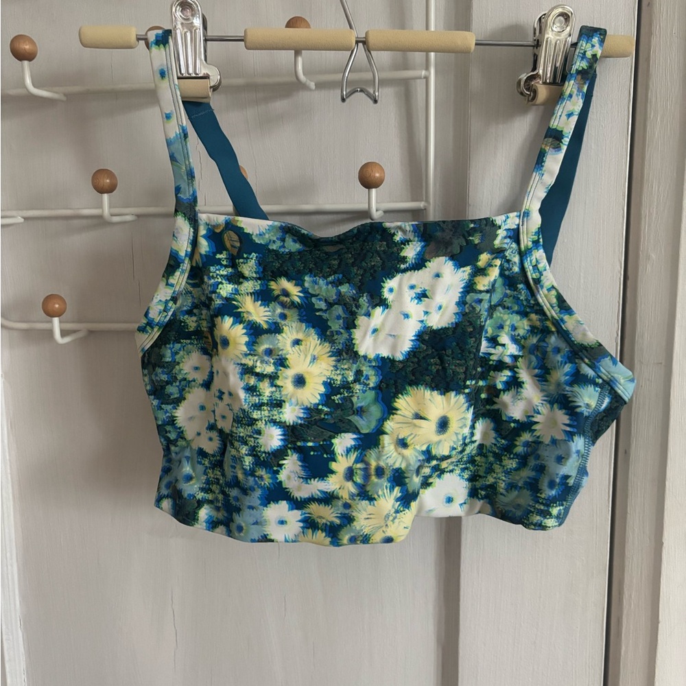 Aerie Yellow and White Sleeveless Crop Bustier Tank Top